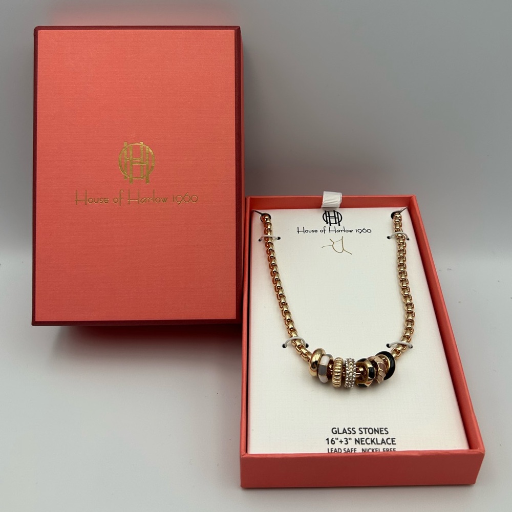 *New* House of Harlow 1960 Gold Necklace with Circular Charms - Picture 2 of 8